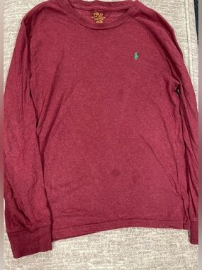 Polo Ralph Lauren Long Sleeve Tee - Burgundy with Green Pony